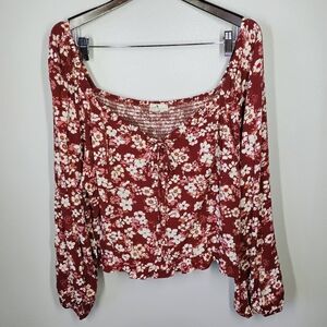 Daisy & Delilah Floral Smocked Top Womens Plus 3X Peasant Feminine Cottagecore